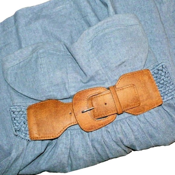 Strapless Linen Belted Sundress by BODY CENTRAL - Picture 8 of 12